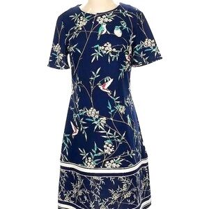 NWT 7th Avenue Design Studio Bird Print Dress for New York & Company Size Small